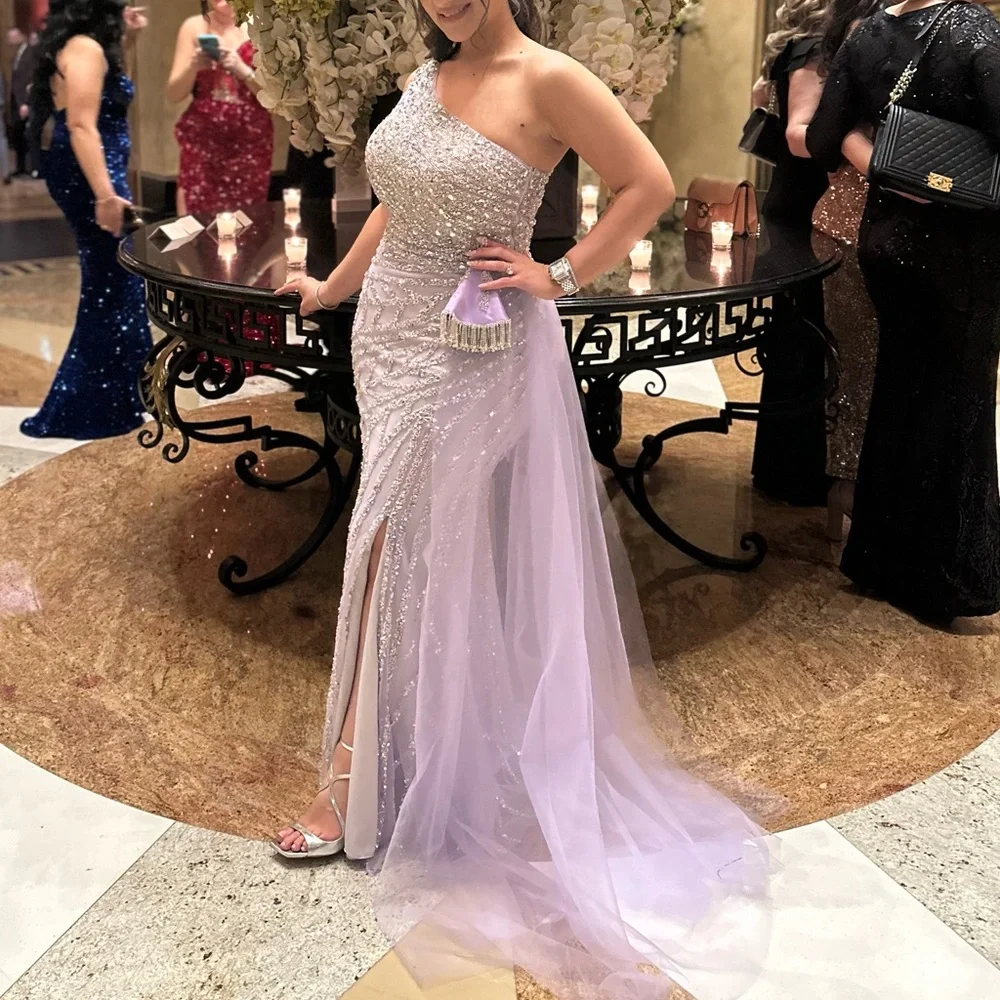 Elegant One-Shoulder Stone-Embellished Dress – Perfect for Formal Events - Picture 4 of 4